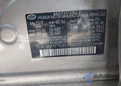 2018 Hyundai Santa Fe Sport 2.4L z USA, uszkodzony, nr VIN 5NMZT3LBXJH062701